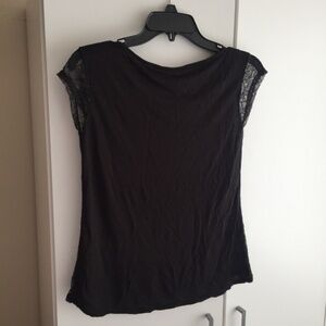 Vintage Y2K Victoria's Secret Black Lace Short Sleeve Crewneck T-Shirt Size XS